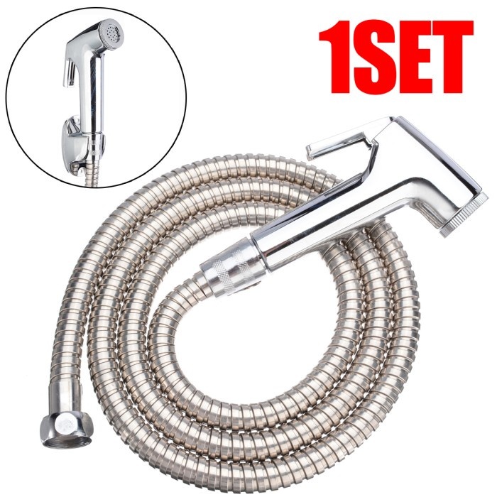 Set Kepala Selang Bidet Jet Shower Spray Toilet Bidet Kloset 150cm Kran Air Semprotan WC