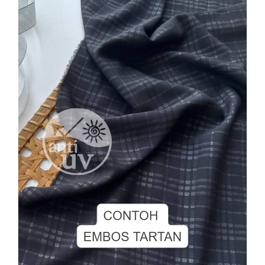 50CM EMBOS TARTAN MAZEN MOCHA ANTI UV KAIN ABAYA SULTAN (MEREK LAMA: MARZAN)