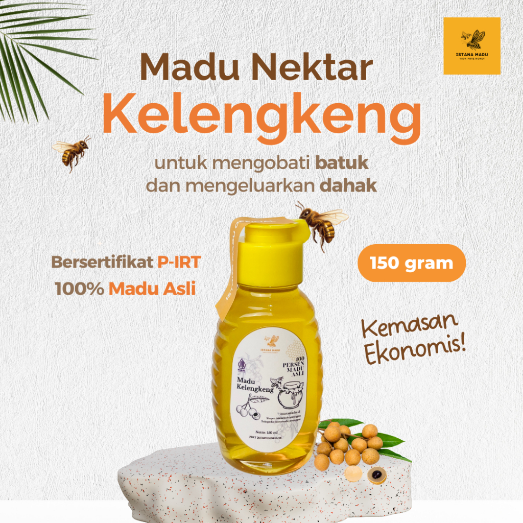 

[150 ml] Madu Kelengkeng Murni 100% - ISTANA MADU - Untuk flu, batuk, konsentrasi