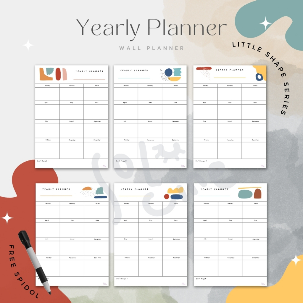 

Yearly Planner / Wall Planner - Little Shape Series