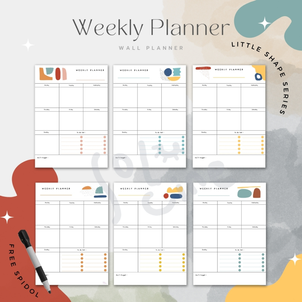 

Weekly Planner / Wall Planner - Little Shape Series