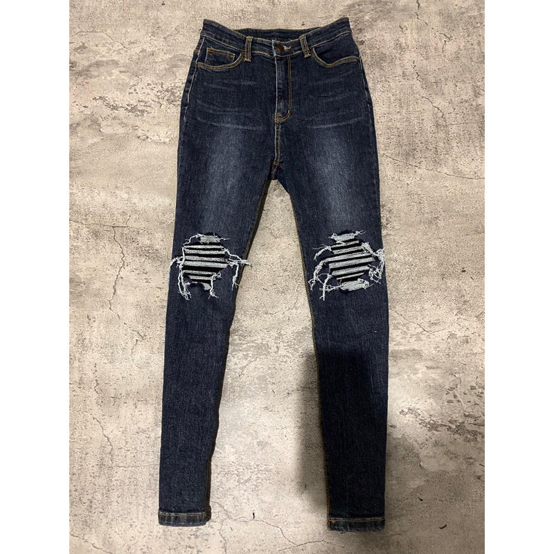 black wash jeans ripped layer