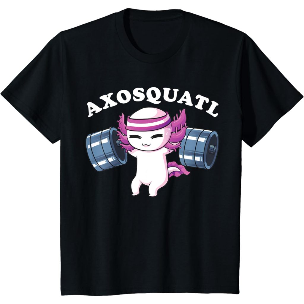Kaos Anak Squat Axolotl Shirt Axosquatl Powerlifting Cute Gym Workout T-Shirt