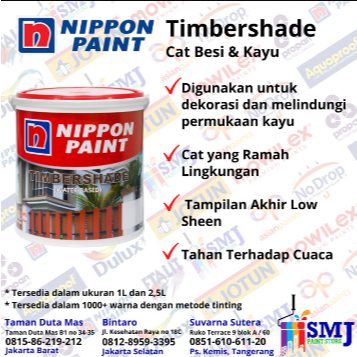 CAT KAYU BESI NIPPON PAINT TIMBERDSHADE TINTING KEMASAN 1 LITER