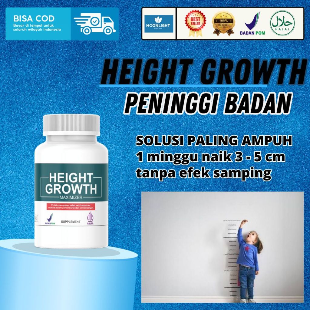 HEIGHT GROWTH Peninggi Badan - Suplemen Tinggi Badan -  Peninggi Badan Dewasa Remaja / ORIGINAL BPOM
