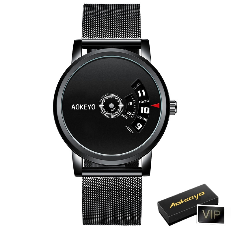 Aokeyo S230 Jam Tangan Pria Anti Air ORI Luxury Bisnis Quartz Watch（Free BOX+Kartu）-Tali Jala