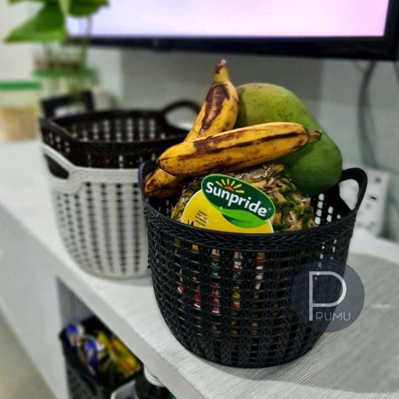 Keranjang Plastik Bulat Wadah Tempat Buah Telur Plastik Serbaguna