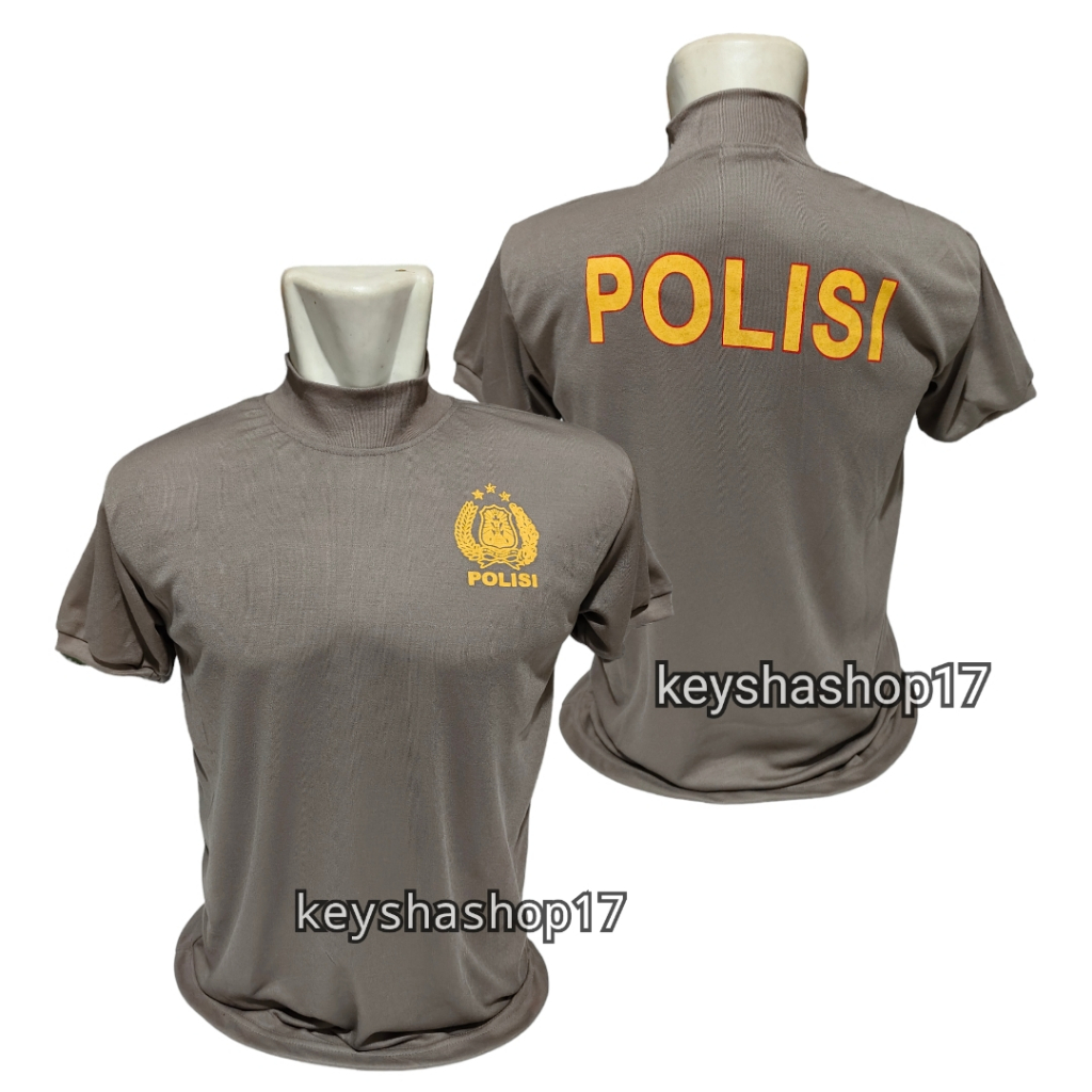 Kaos polisi model kerah tinggi