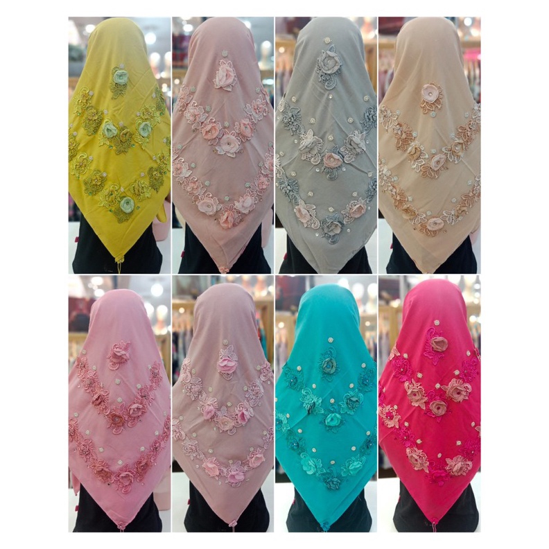 PALING DIMINATI Segiempat Bordir Bunga Tempel