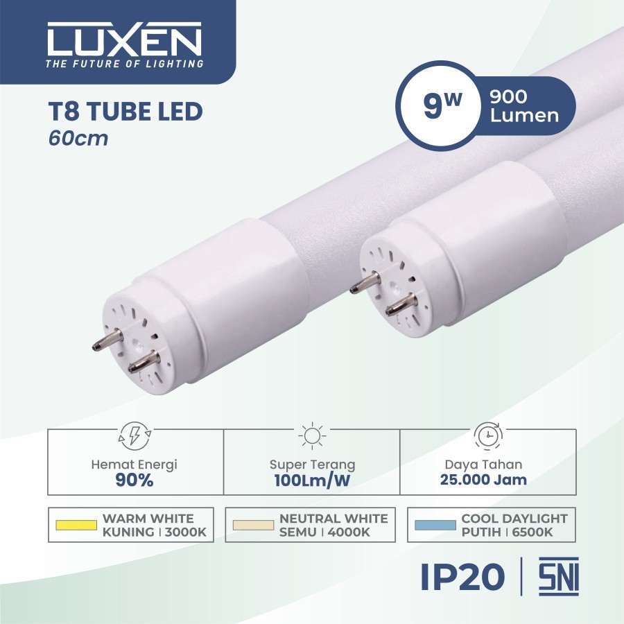 Luxen LED Tube Light T8 Glass Series 9 Watt