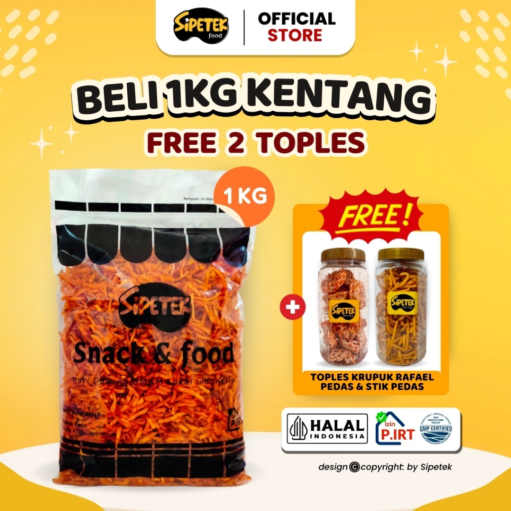 

Terlaris 1KG Kentang Mustofa Free 2 Toples
