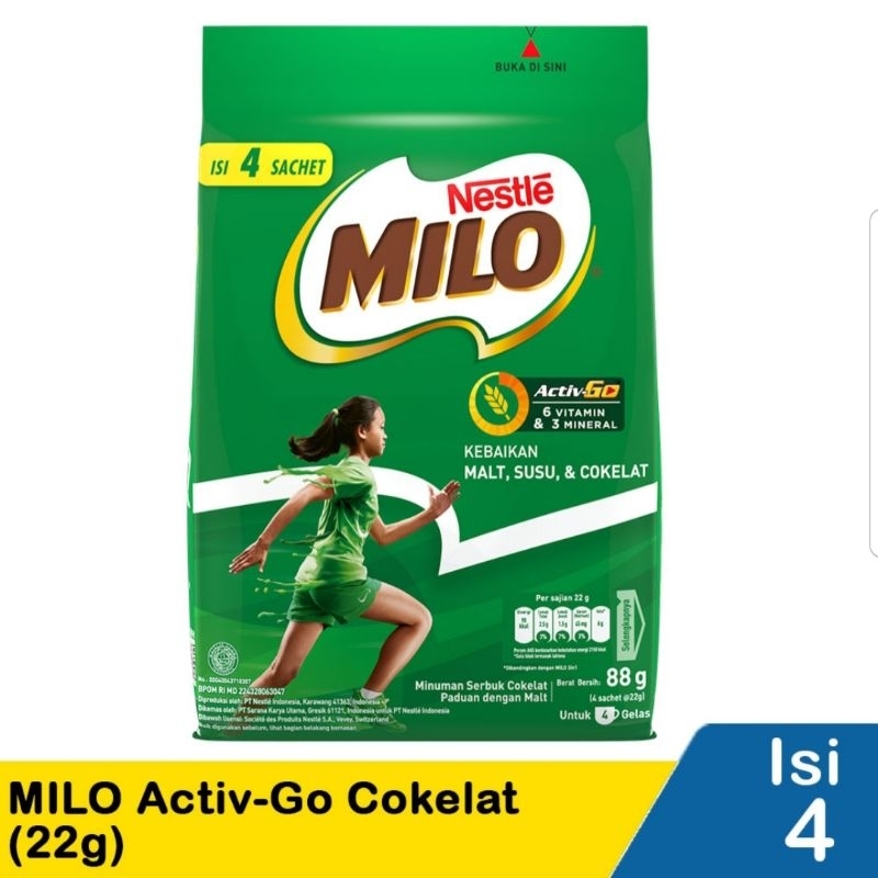 

NESTLE MILO ACTIV GO COKLAT 4 SACHET