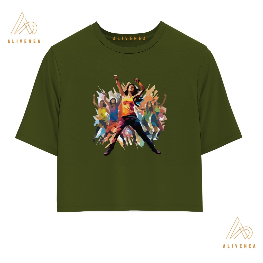 Kaos Baju Olahraga Sport AEROBIC Wanita Jumbo Bahan Katu Oversize Lengan Pendek Warna Army