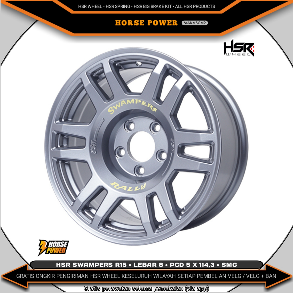Velg R15 • Mobil 5 Baut Roda • Single Pcd 5 x 114,3 • Hsr Swampers
