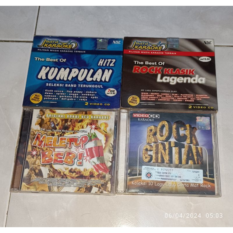 vcd Malaysia MELETUP BEB / ROCK CINTAN / JUARA KARAOKE-HITZ KUMPULAN / JUARA KARAOKE-ROCK KLASIK LAG