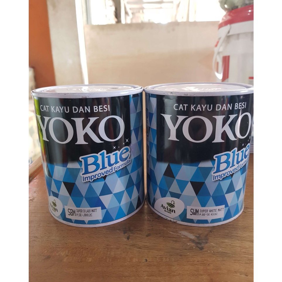 

Cat Yoko Hitam Dof dan Putih Dof Besi dan Kayu 1kg Cat Minyak Matt Cat Dop Super Black Matte Super White Matte