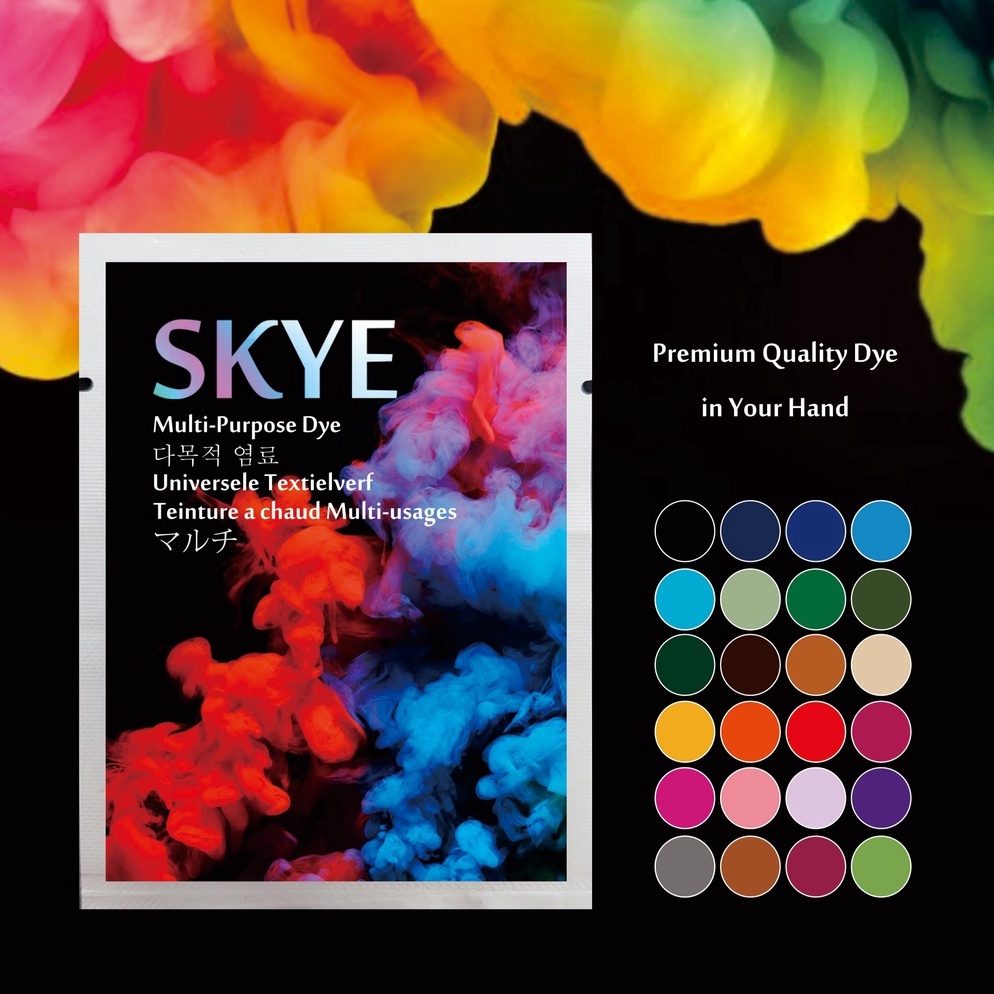 

Yang Terbaik SKYE DYE Pewarna Pakaian Celup Baju dan Kain Textile Tie Dye