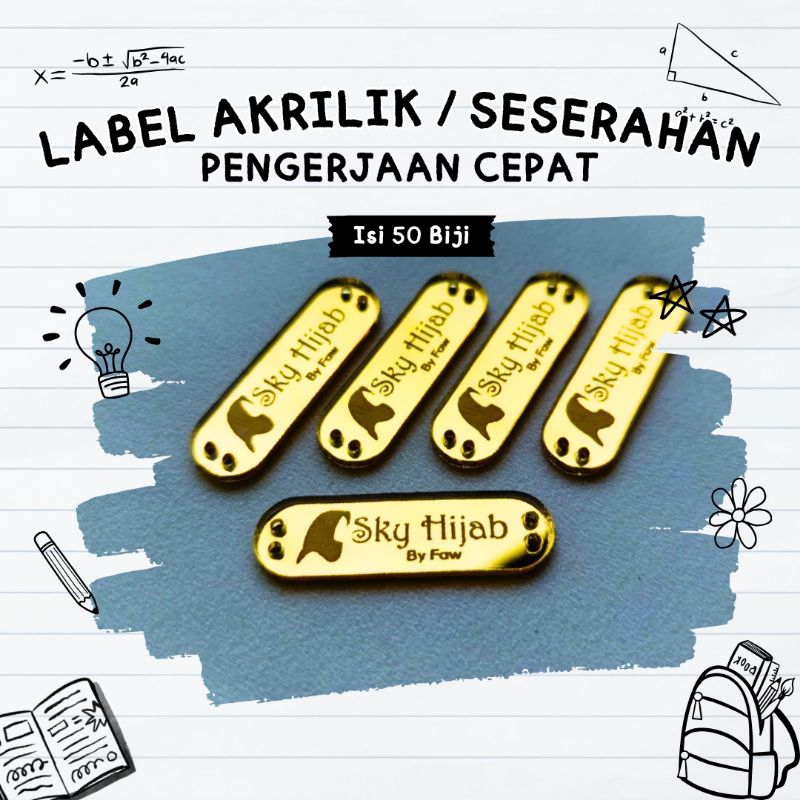 

Label Akrilik Acrylic Pakaian Baju Hijab Gamis Seserahan Hantaran Paket 50