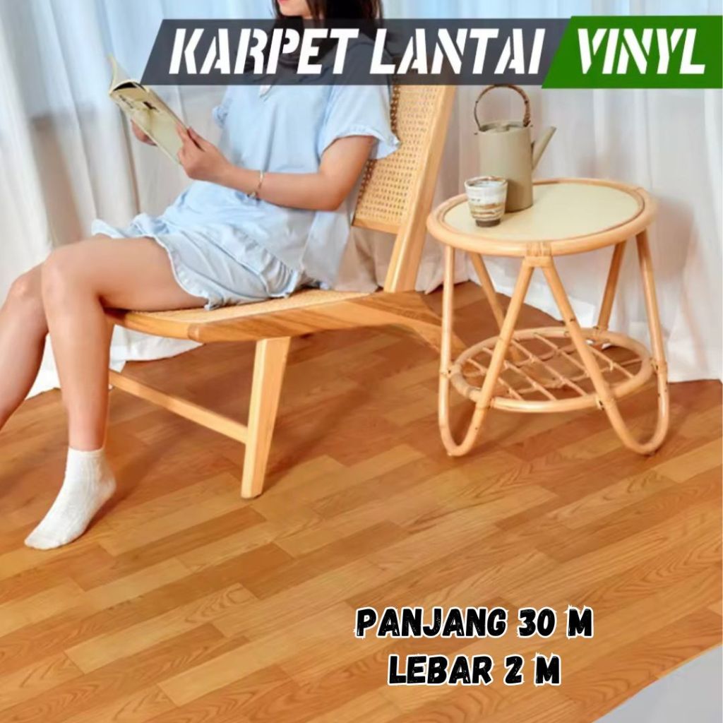 Karpet Lantai Vinyl Roll Motif Kayu Tebal 0,7MM Lebar 2Mtr Panjang 30Mtr / Vinyl Lantai Motif Kayu