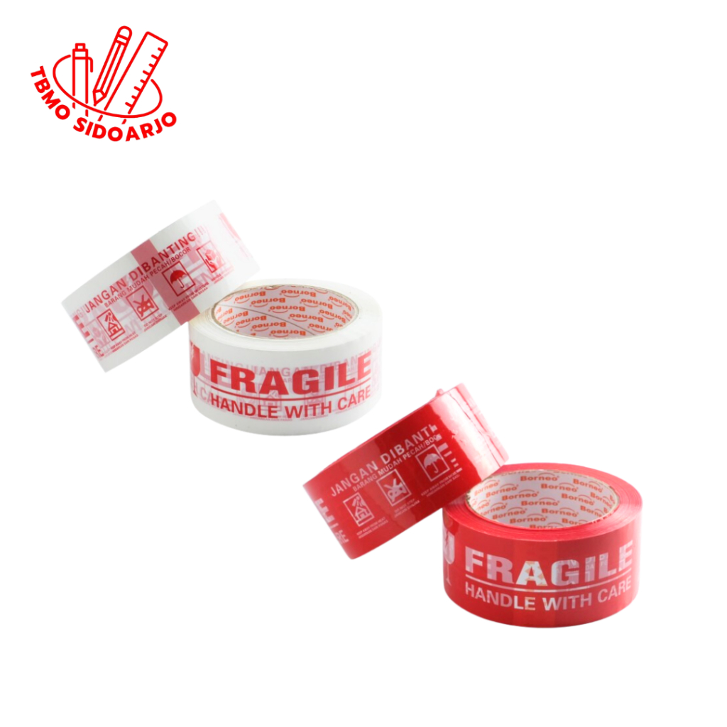 

TBMO Lakban Fragile Borneo Fragile + Jangan Dibanting Core Orange 48mmx90y - Pcs
