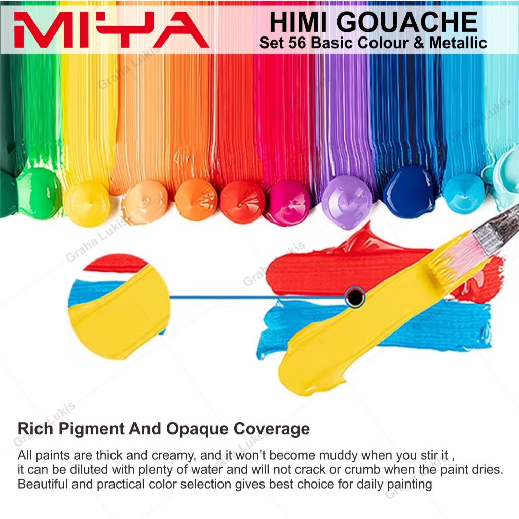 

H7Y Miya Himi Gouache 56 Warna 30ml Neon & Metallic