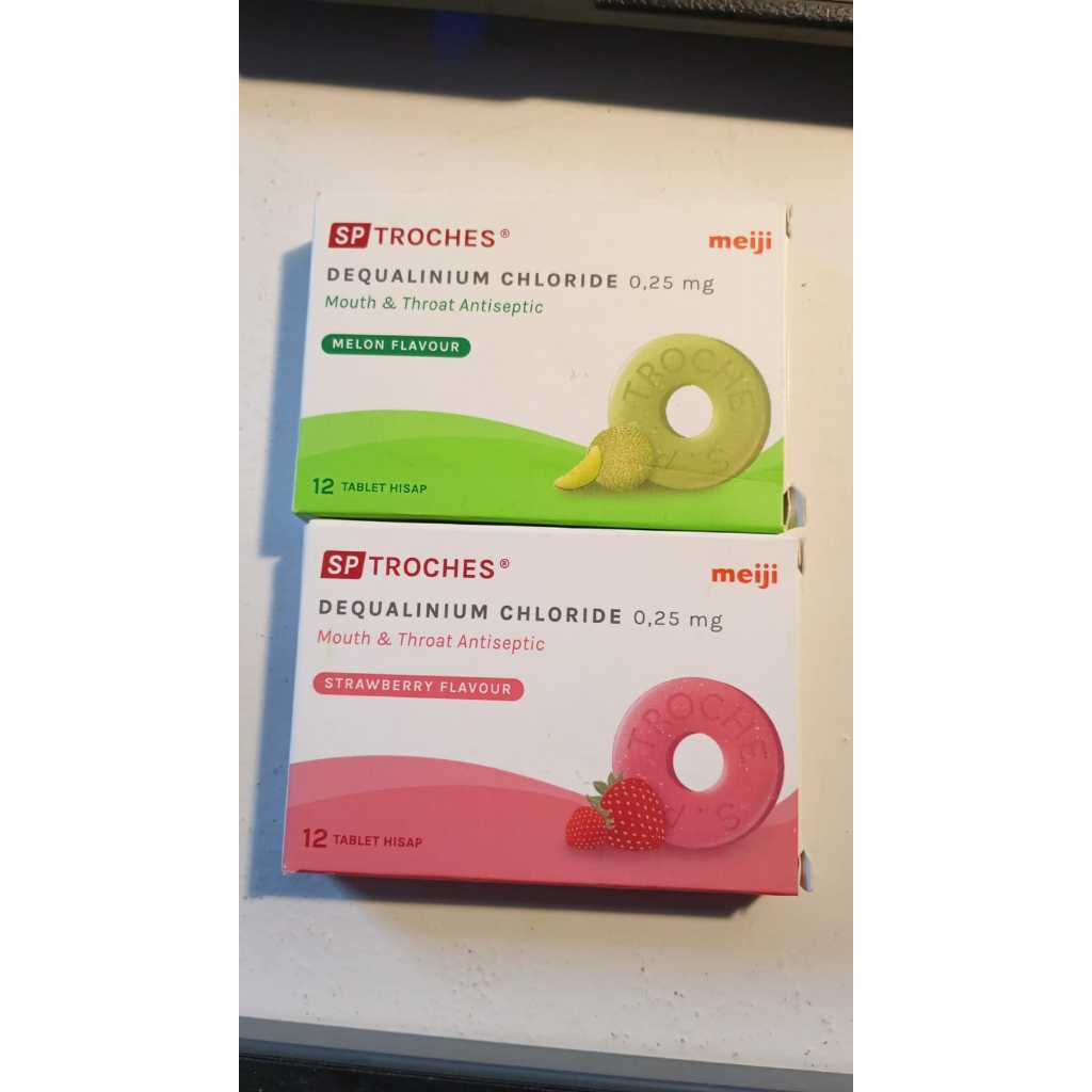 SP Troches Meiji Rasa Strawberry 12 Tablet ,SP Troches Meiji Rasa Melon 12 Tablet