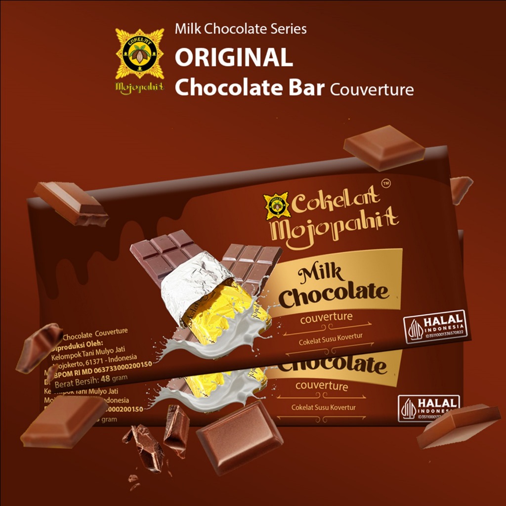 

COKELAT MOJOPAHIT I MILK CHOCOLATE SERIES 48 GR I ORIGINAL MILK CHOCOLATE BAR COUVERTURE