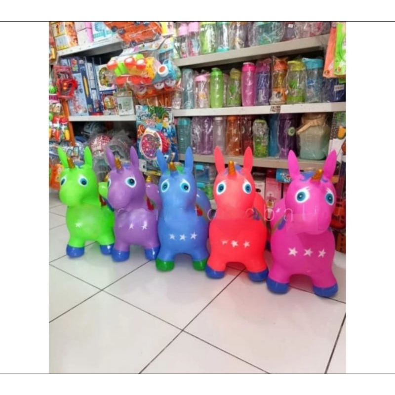 MAINAN KUDAAN KARET JUNGKAT JUNGKIT KOKOH FREE POMPA