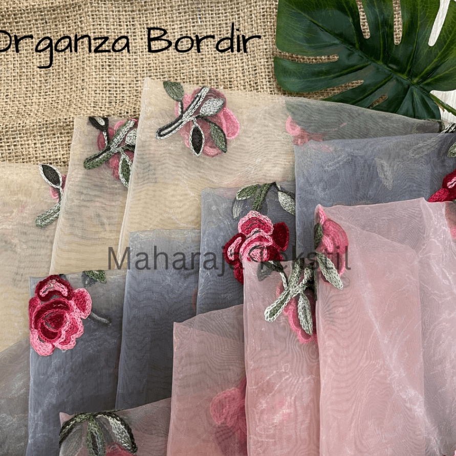 C6369 Kain Organza Motif Bordir  Organza Corak Bunga  Organdy Bordir  Tulle Organza Motif Flower  Or