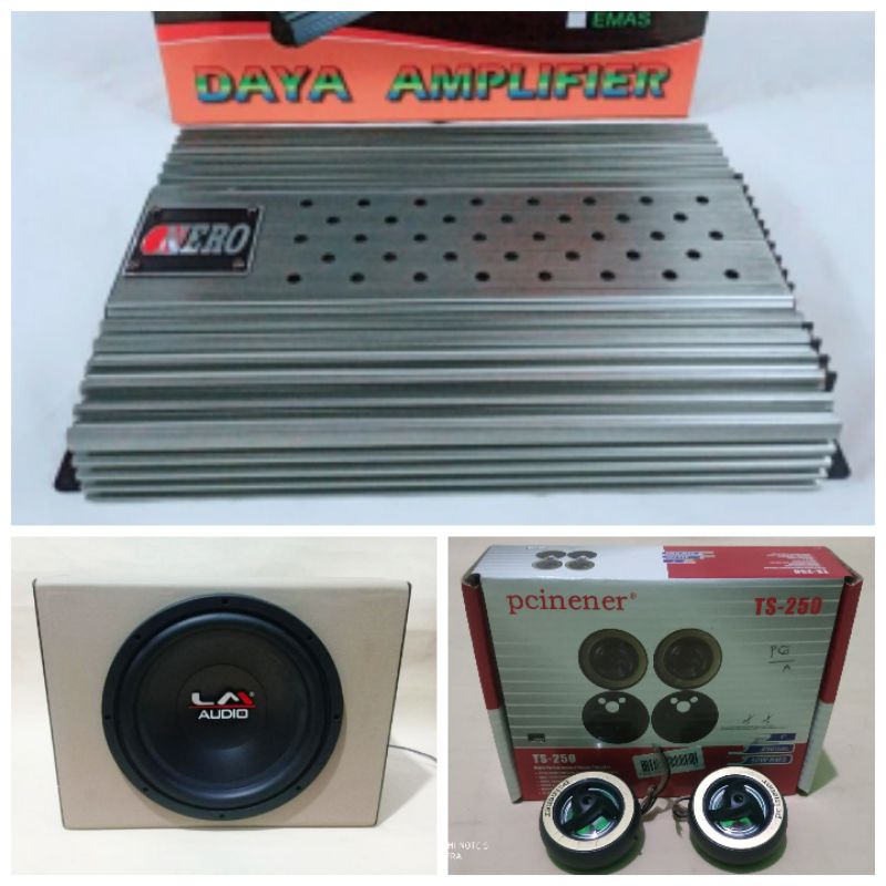 paket audio mobil power+subwoofer+tweeter