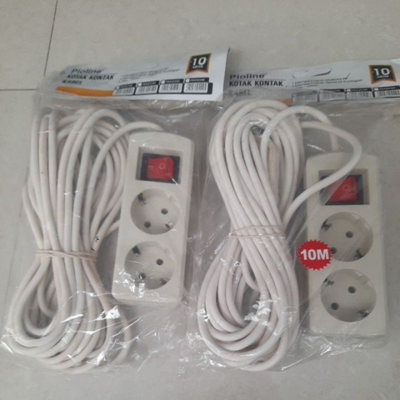Colokan kabel 10 meter 2 lubang pioline SNI