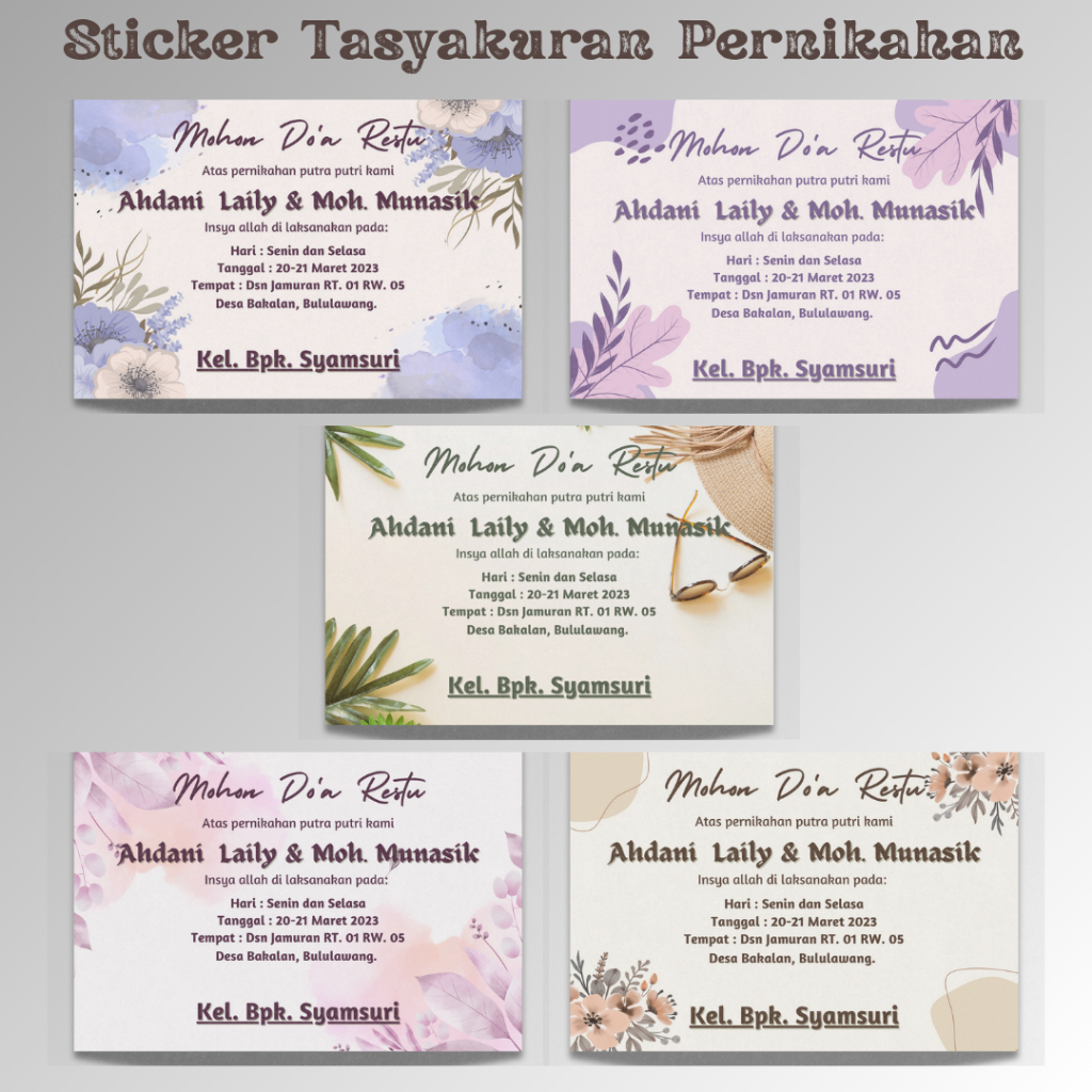 Kartu/Stiker Tasyakuran Pernikahan,Tasyakuran Pernikahan, tonjokan, murah, termurah