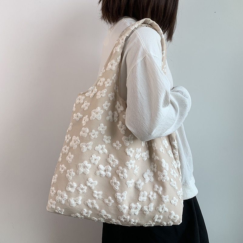 {READY STOCK} Yien KT01 - Totebag & Make up pouch Flower Lace / Totebag Bordir Bunga / Tas Bahu Wani