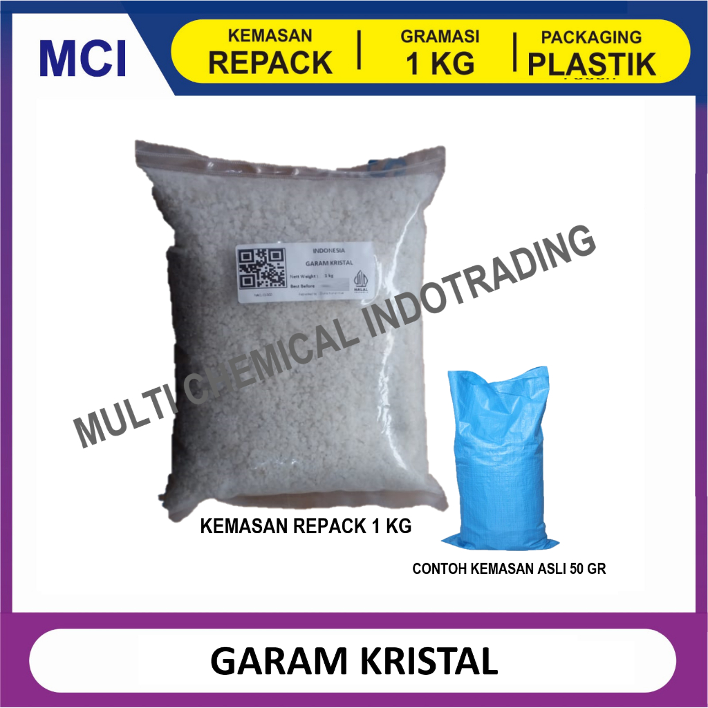 

NATRIUM CHLORIDE / NATRIUM KLORIDA / NACL / GARAM KRISTAL / KROSOK. || 1kg