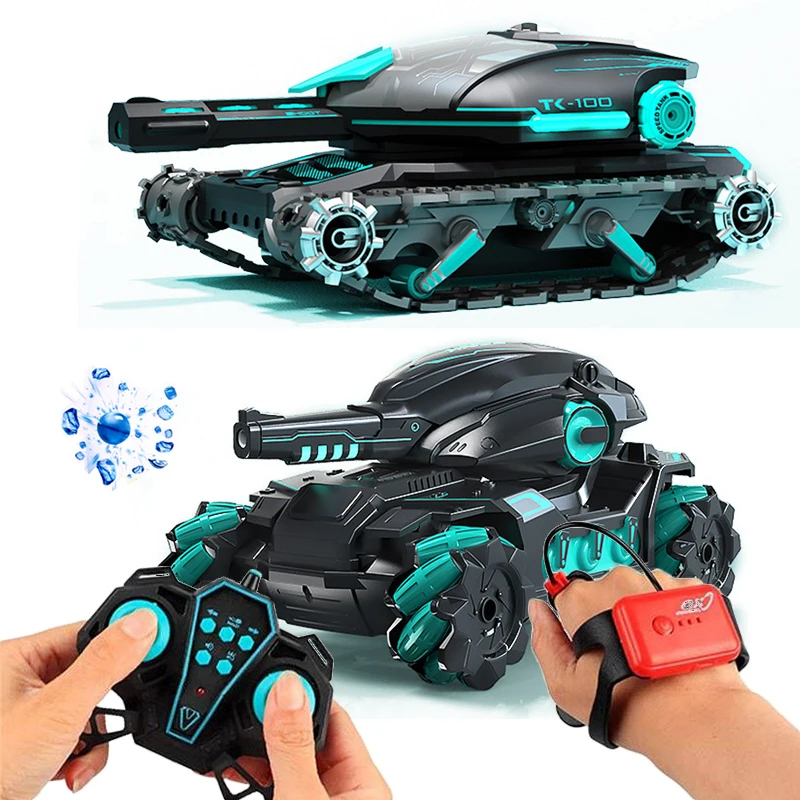 Mainan Anak RC Tank 4WD Water Bomb Omnidirection 2.4Ghz Remote Control Offroad Tank Bisa Tembak TKM