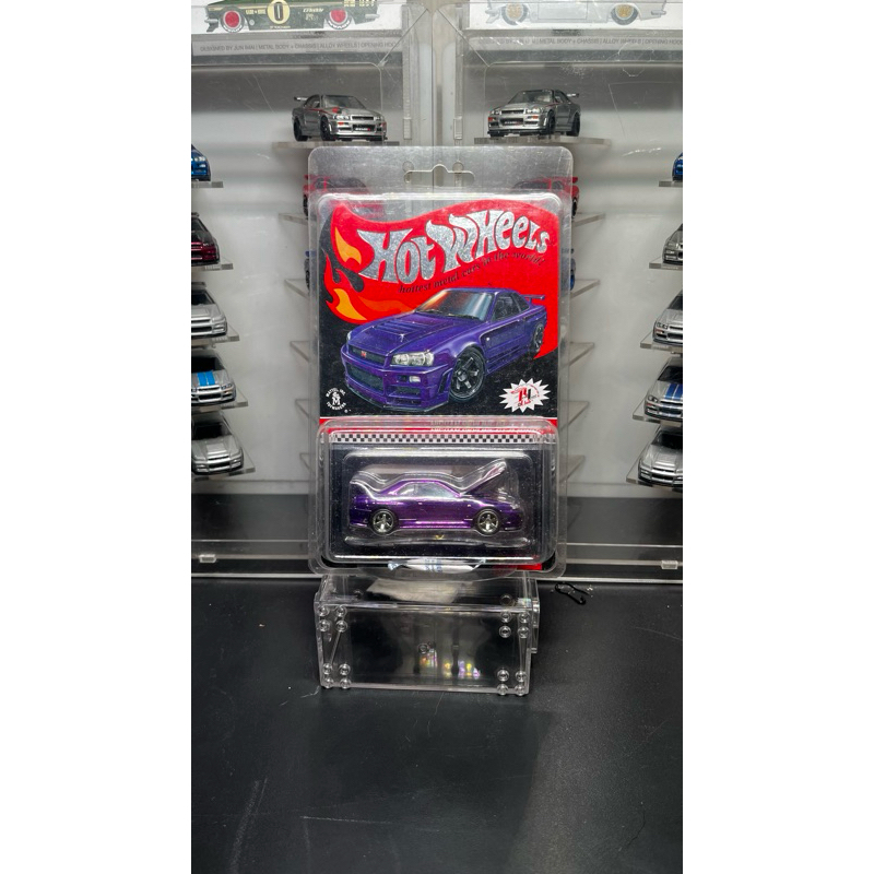 Hotwheels RLC R34 purple/ungu lengkap Pin & Patch