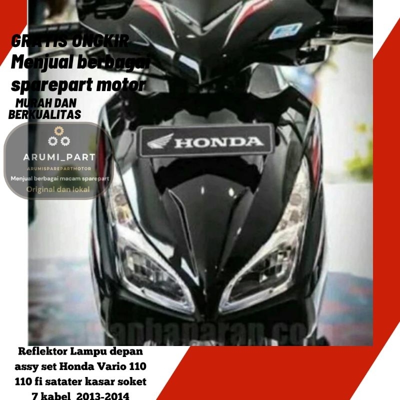 Reflektor set kaca mika lampu depan honda vario 110 fi injeksi