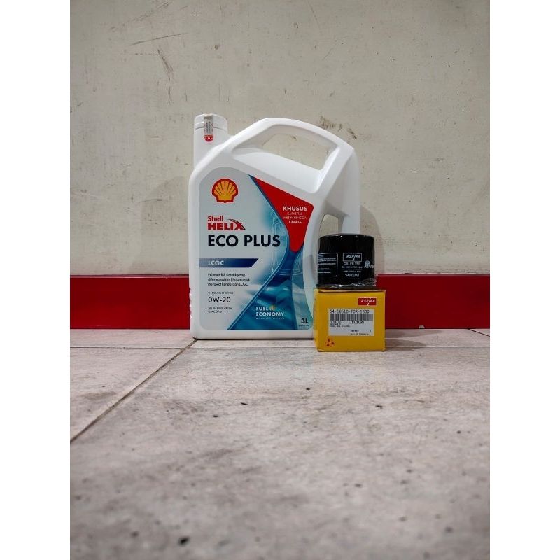 Paket Oli Shell Helix Eco Plus 0W-20 Isi 3 Liter + Filter Oli Suzuki Karimun Wagon R