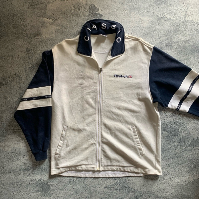 jaket tracktop vintage pria reebok classic spellout
