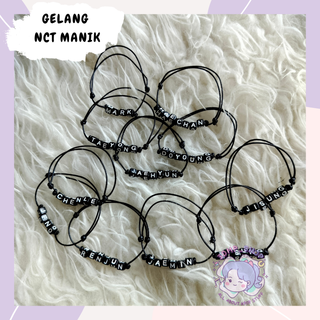 gelang nama nct member jaemin jeno jisung haechan chenle renjun mark taeyong jaehyun doyoung winwin 