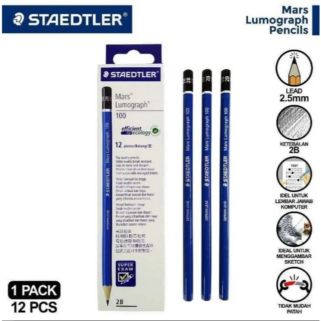 

Pensil STAEDTLER 2B ( 1 Pak Isi 12 pcs )