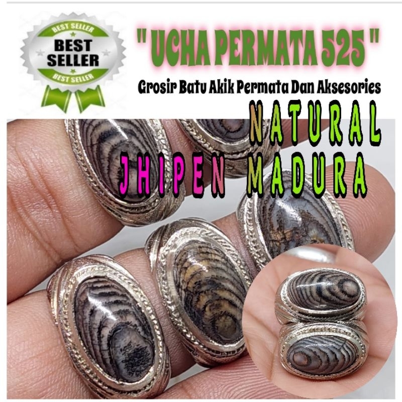Cincin batu akik jhipen motif kepompong asli madura / jipen kepompong