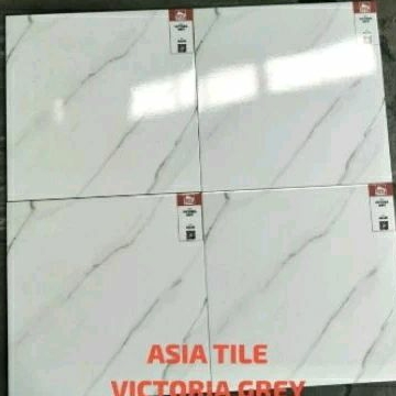 Keramik 40x40 Glossy Putih Motif Victoria Grey Kw3