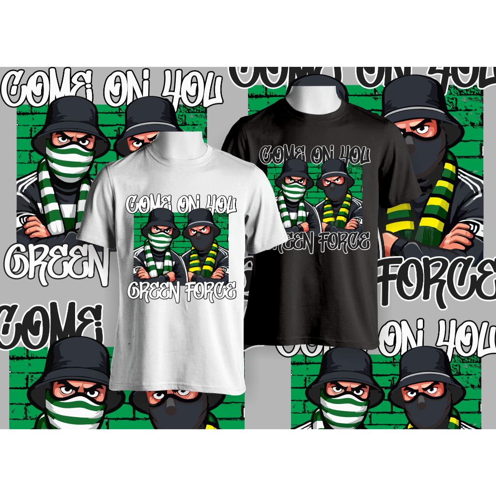 Kaos Suporter Persebaya Surabaya Come On You Green Force Cotton Combed 24s Premium Unisex Sablon DTF