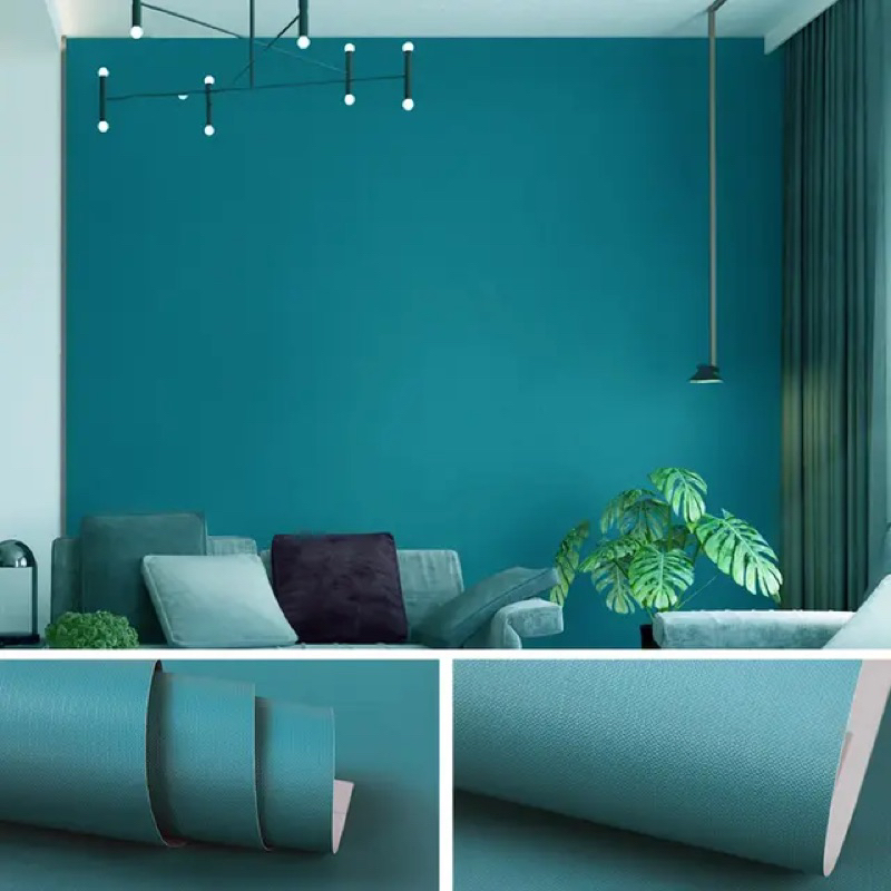 WALLPAPER DINDING Motif Polos Hijau Tosca