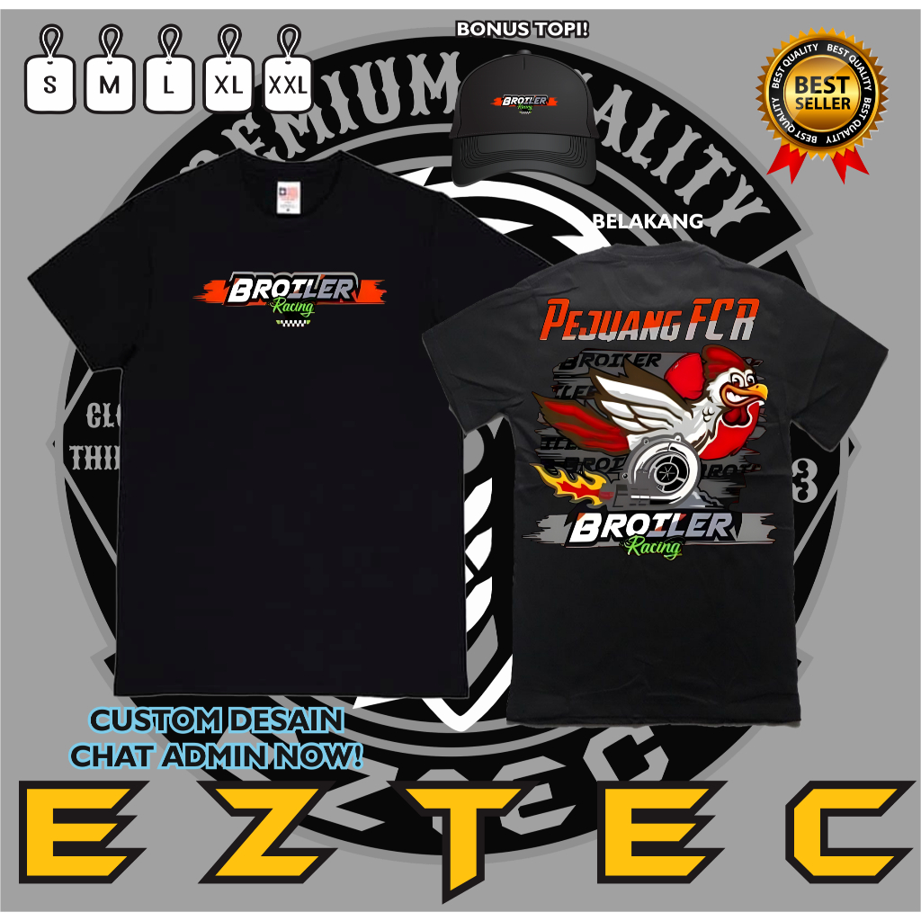 KAOS BROILER RACING PEJUANG FCR BONUS TOPI VARCITY APPAREL