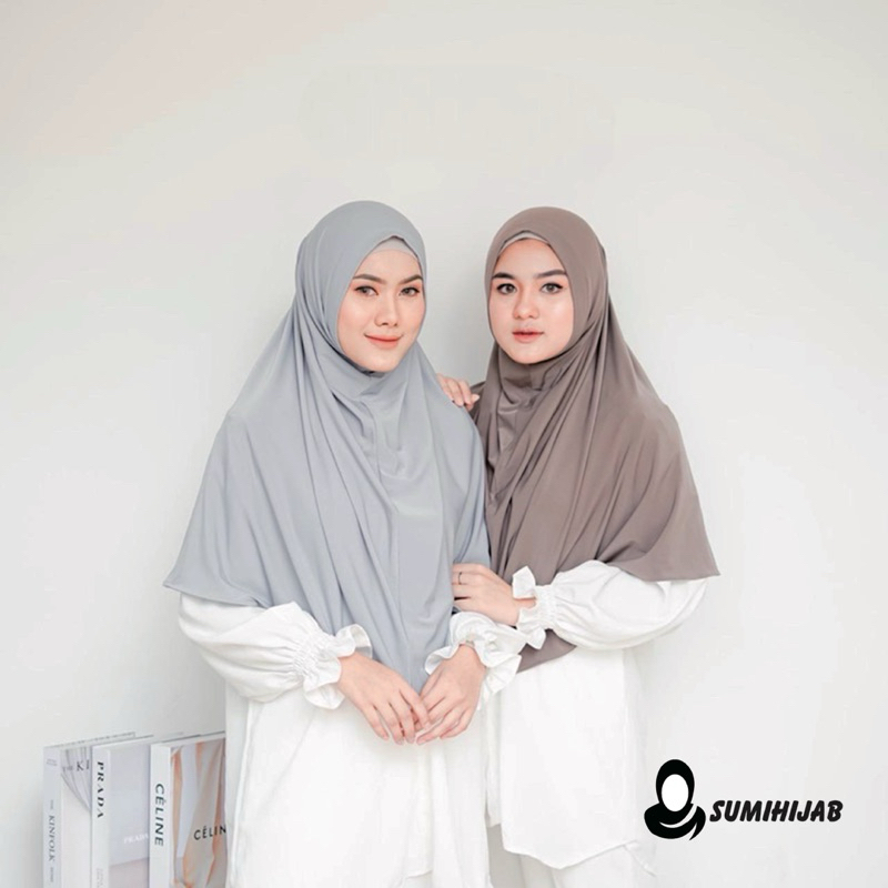 Jilbab Bergo Malay Jumbo XL Crinkle Airflow | Khimar Daisy Instan Bergo Malay Crinkle Airflow (L) | 