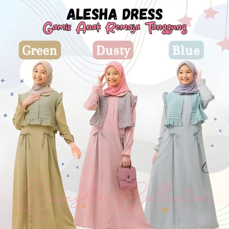 ART D35K Pakaian muslimah set rompi anak perempuan tanggung umur 1th 11th 12th 13 Tahun Gamis muslim