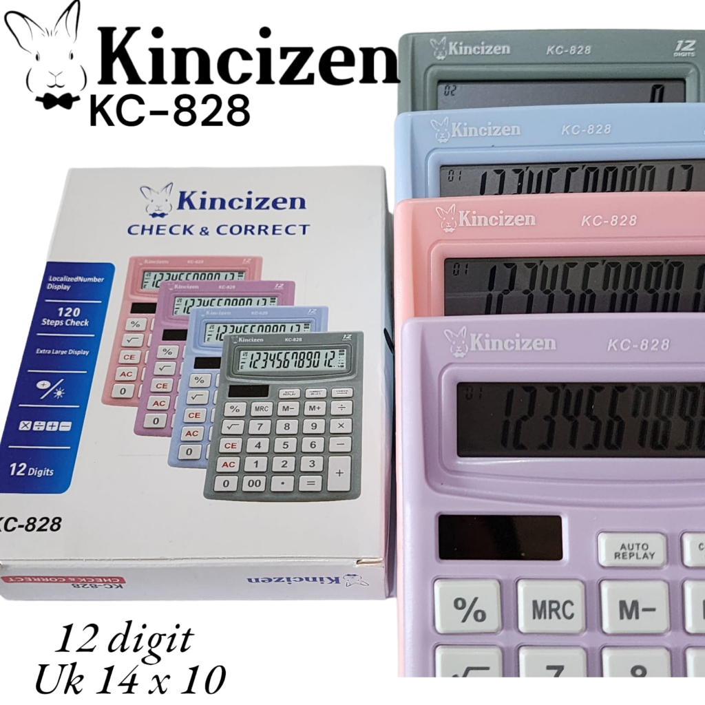 

Kalkulator Calculator KC 828 Kincizen Mini penggunaan umum Menghitung Keuangan high quality display logic 12 digit Panel surya CHECK AND CORRECT SEKOLAH MATEMATIKA KANTOR LUCU UNIK PASTEL BIRU LILAC UNGU PINK ABU