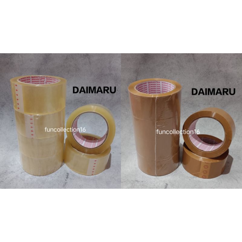 

Isolasi Lakban Selotip Packing merk Homecare DAIMARU StarTape Bening Coklat Kertas Fragile Unboxing